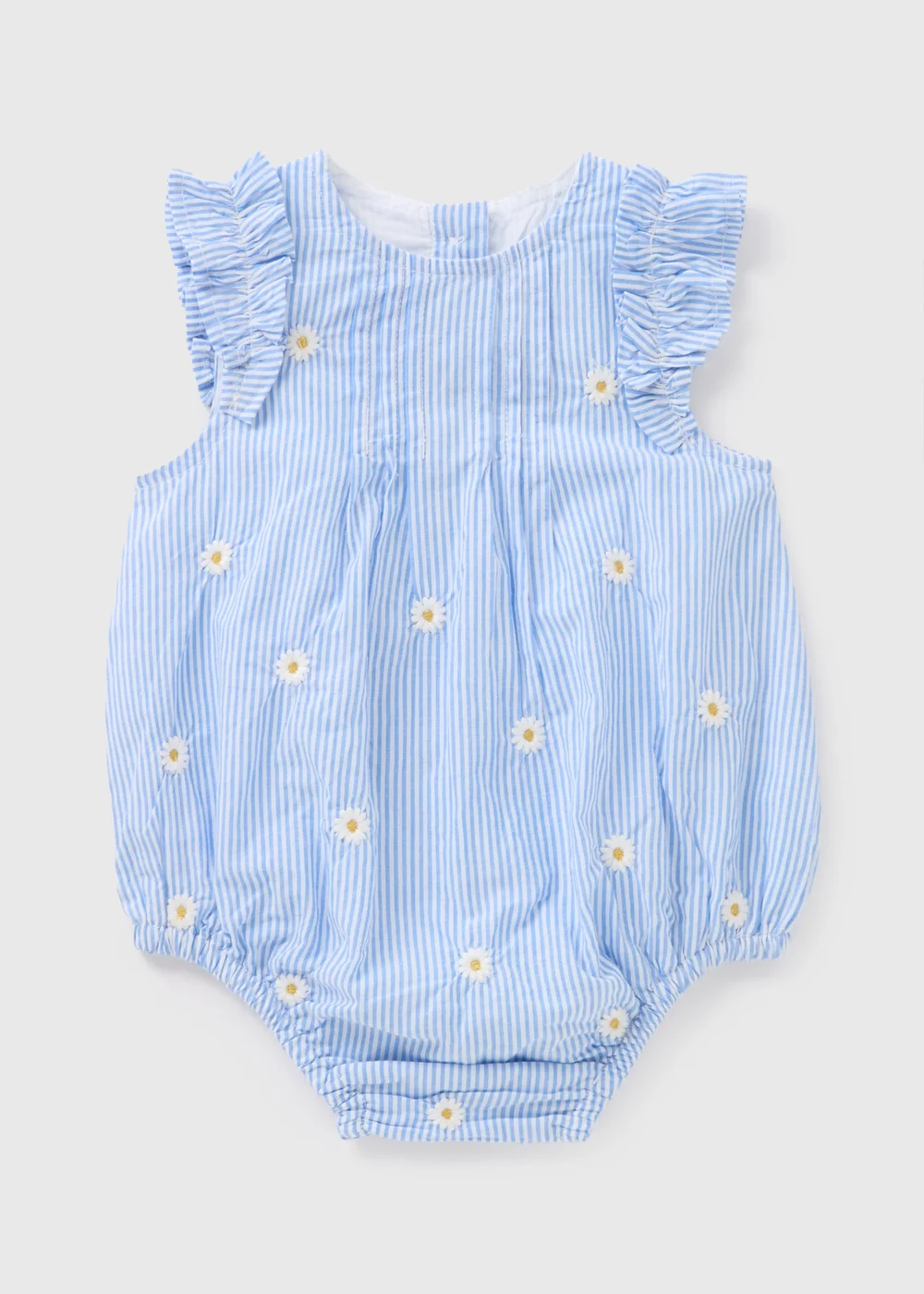 Baby Blue Stripe Daisy Romper (Newborn-23mths) - 0-3 months Image 1