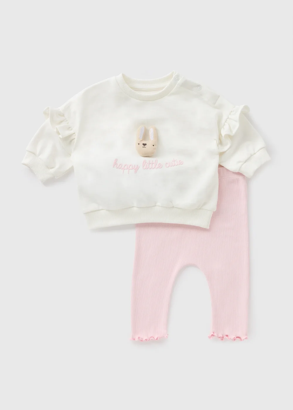 Baby Pink Bunny Sweatshirt & Legging Set (Newborn-23mths) - 0-3 months Image 1