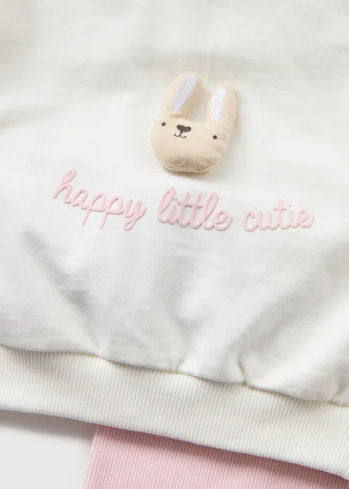 Baby Pink Bunny Sweatshirt & Legging Set (Newborn-23mths) - 0-3 months Image 2