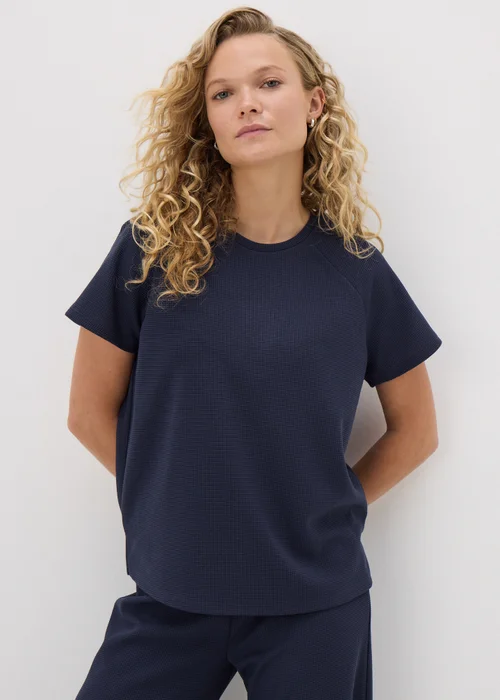 Navy Waffle Raglan Sleeve T-Shirt - 8 Image 1