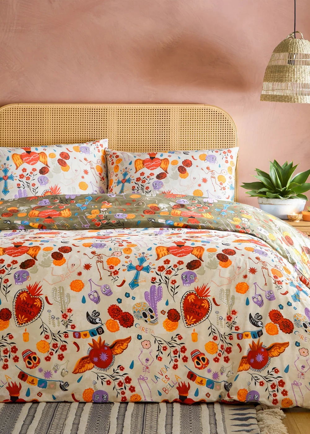 furn. La Vida Festive Reversible Duvet Cover Set - Single Image 5