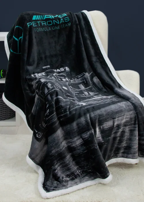 Mercedes Shadow Car Faux-Shearling Backed Fleece Formula 1 Blanket (100x150cm) - 100 x 150 Image 1