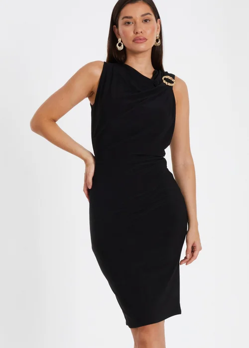 Quiz Black Buckle Detail Midi Dress - 6 Image 1