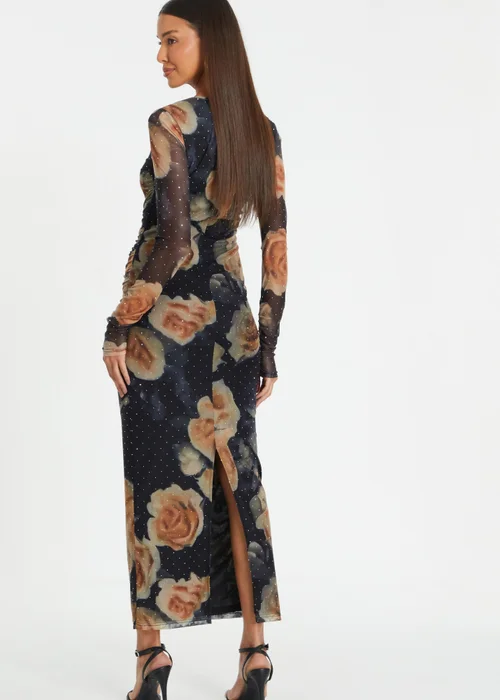 Quiz Black Floral Mesh Midaxi Dress - 6 Image 2