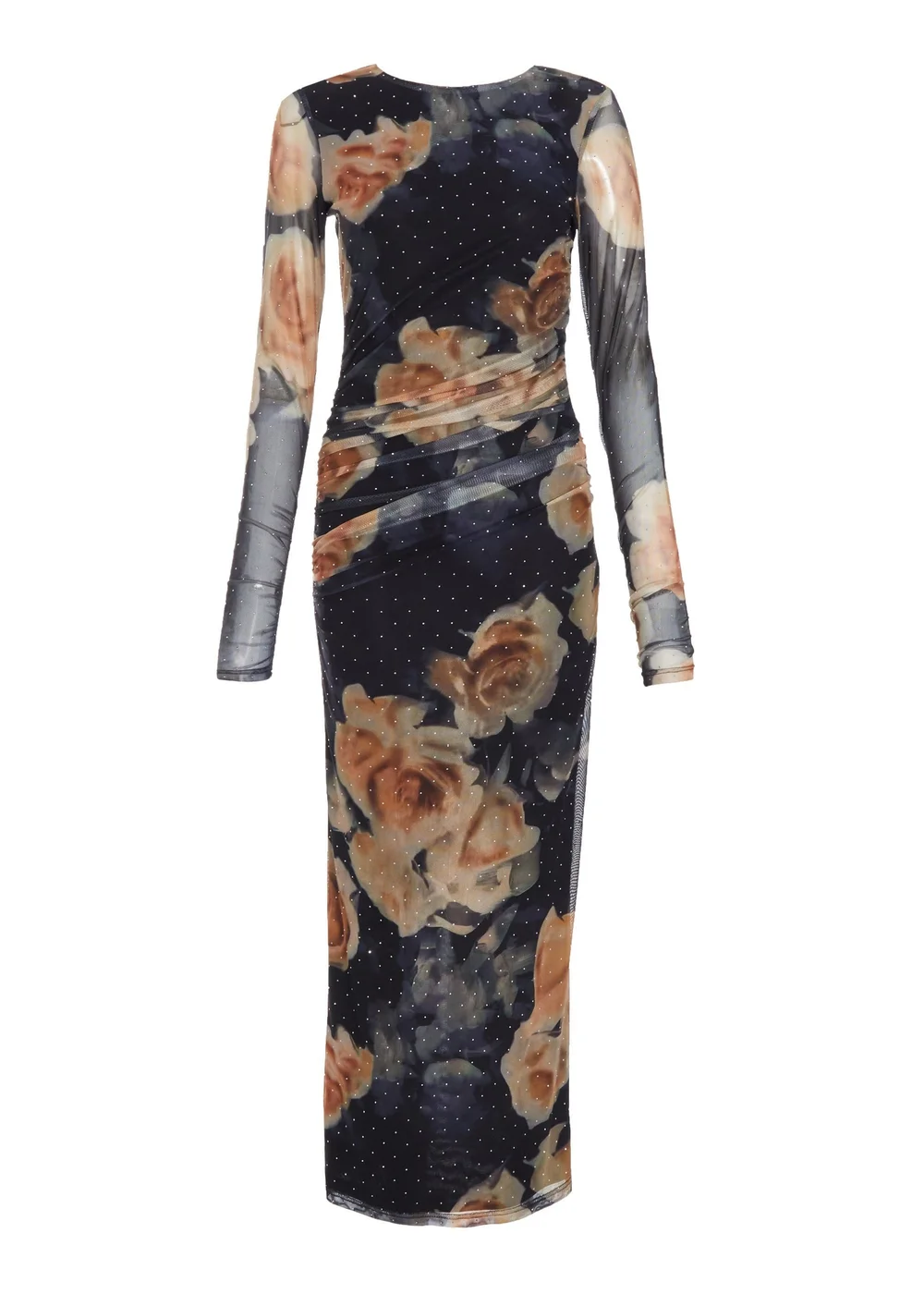 Quiz Black Floral Mesh Midaxi Dress - 6 Image 4