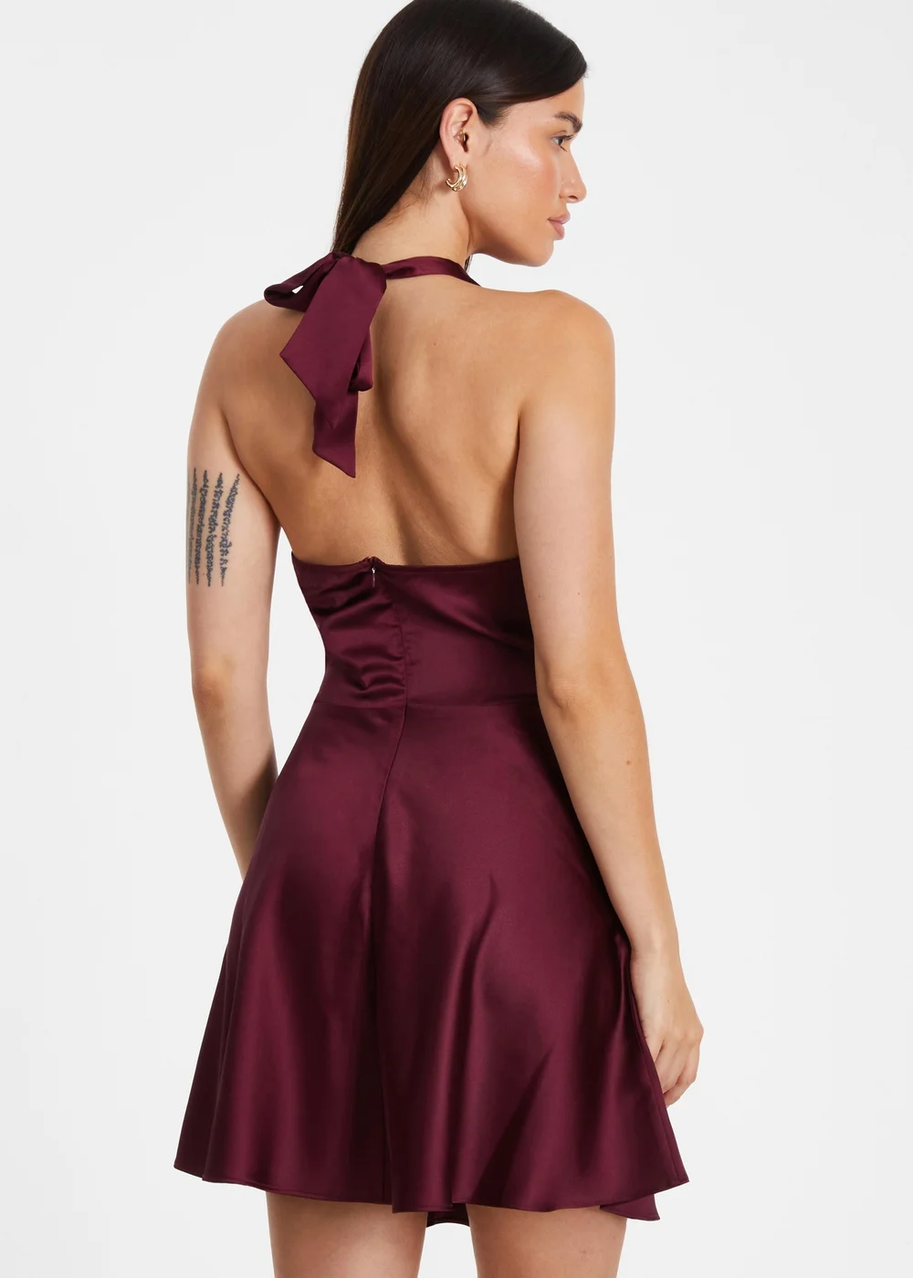 Quiz Burgundy Satin Mini Skater Dress - 6 Image 2