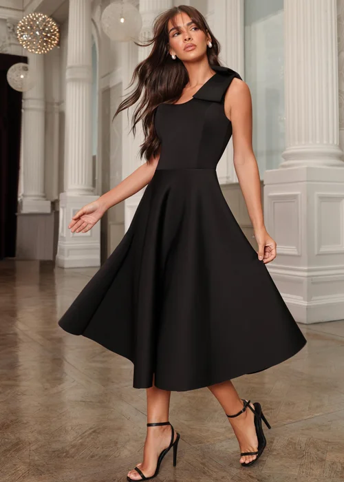 quiz black skater dress Quiz Black Tulle Midi Skater Dress