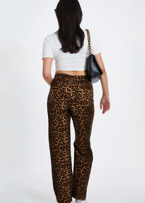 Quiz Brown Leopard Print Wide Leg Denim Jeans - 6 Image 2
