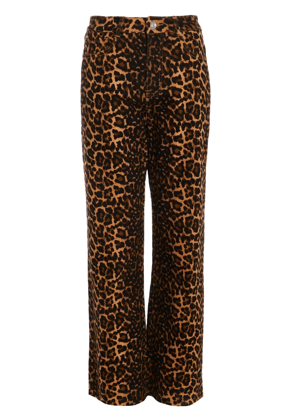Quiz Brown Leopard Print Wide Leg Denim Jeans - 6 Image 4