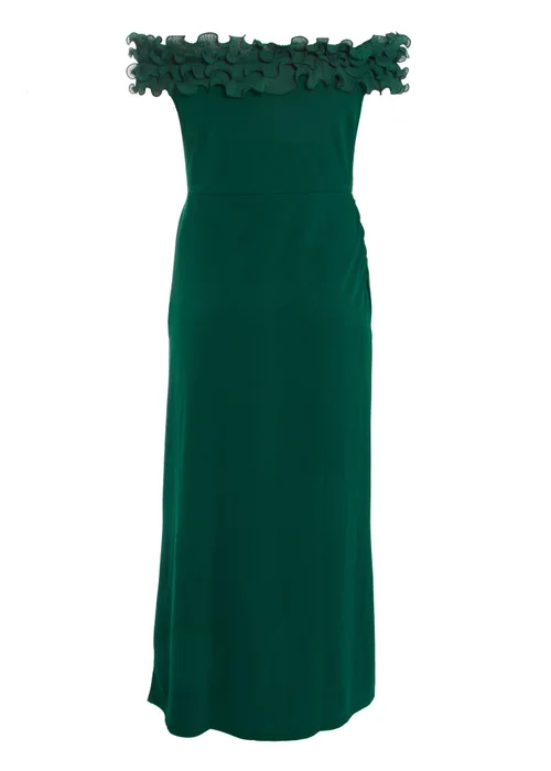 Quiz Green Curve Bardot Maxi Dress - 16 Image 5