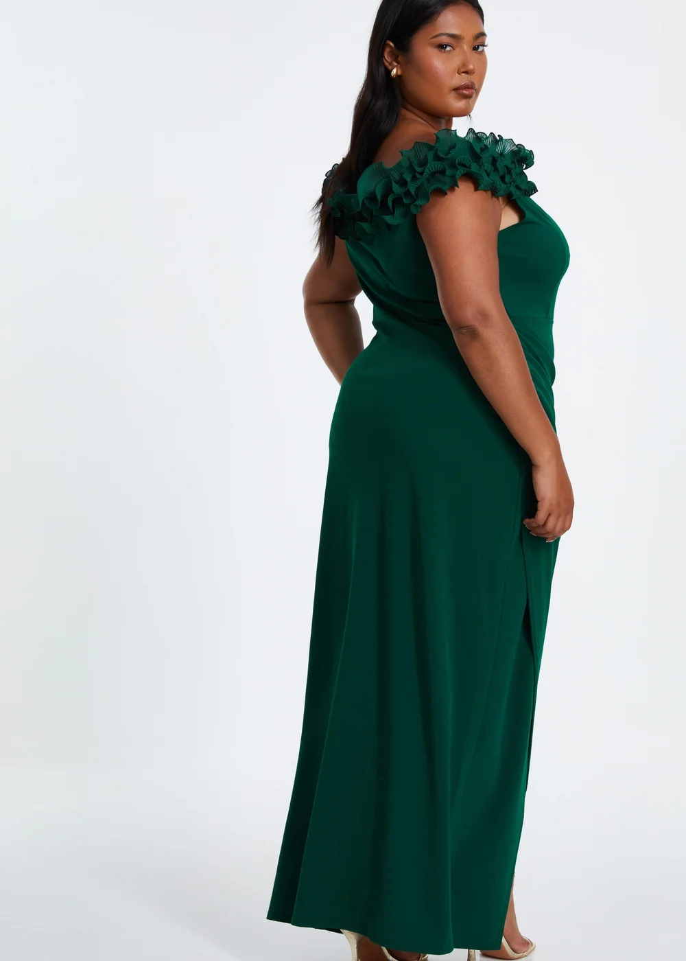 Quiz Green Curve Bardot Maxi Dress - 16 Image 2