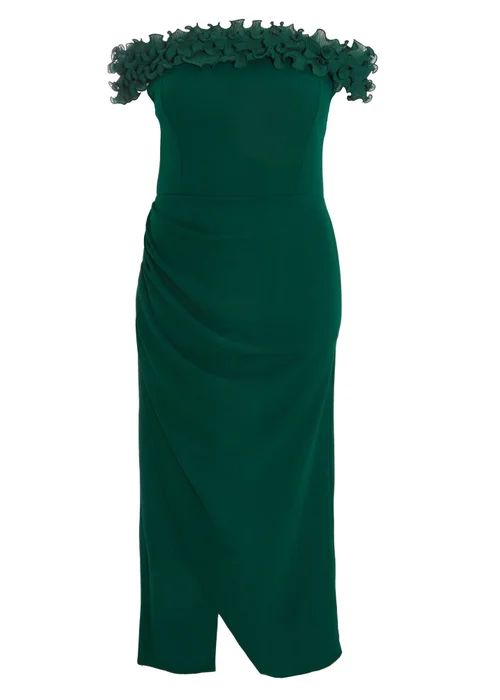 Quiz Green Curve Bardot Maxi Dress - 16 Image 4