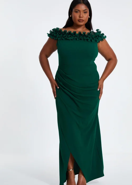 Quiz Green Curve Bardot Maxi Dress - 16 Image 1