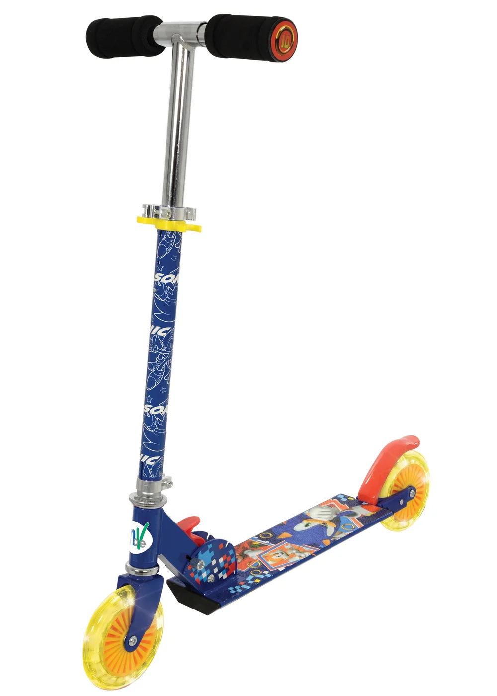 Sonic Folding Inline Scooter With Light Up Wheels - One Size Image 1