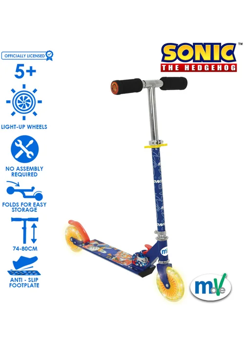 Sonic Folding Inline Scooter With Light Up Wheels - One Size Image 2