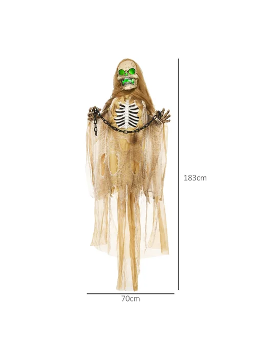HOMCOM Hanging Skeleton Outdoor Halloween Decoration (183cm 72") - One Size Image 3