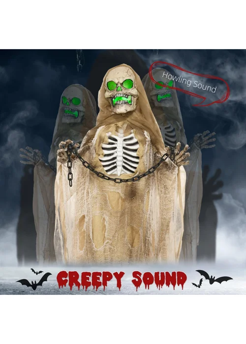 HOMCOM Hanging Skeleton Outdoor Halloween Decoration (183cm 72") - One Size Image 4