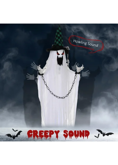 HOMCOM Hanging Ghost Outdoor Halloween Decoration (204cm 80") - One Size Image 4