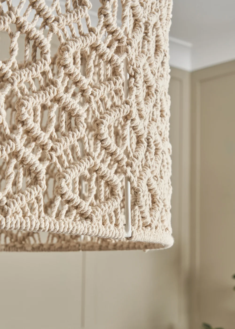 BHS Ivory Large Macrame Easyfit Shade (26cm x 47cm) - One Size Image 3