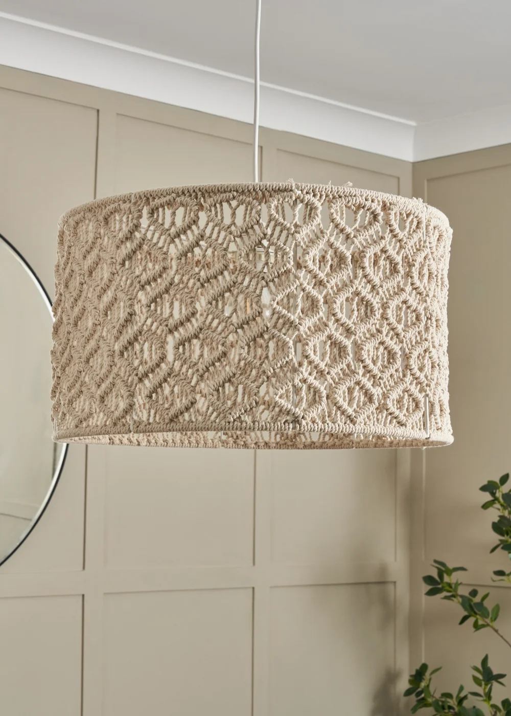 BHS Ivory Large Macrame Easyfit Shade (26cm x 47cm) - One Size Image 1