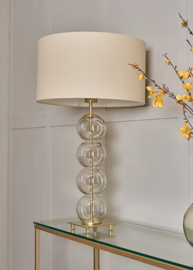 BHS Antique Brass Metro Ball Stacked Table Lamp Champagne (71cm x 40cm)