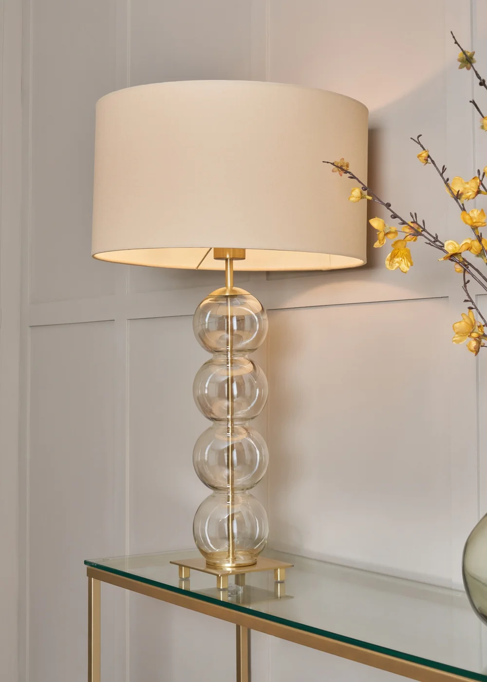 BHS Antique Brass Metro Ball Stacked Table Lamp Champagne (71cm x 40cm) - One Size Image 2