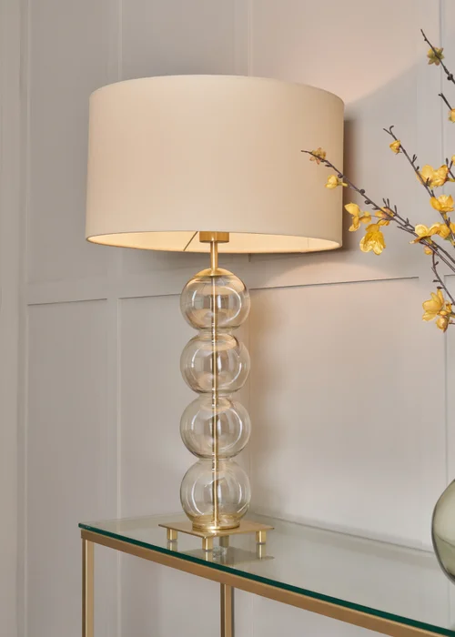BHS Antique Brass Metro Ball Stacked Table Lamp Champagne (71cm x 40cm) - One Size Image 2