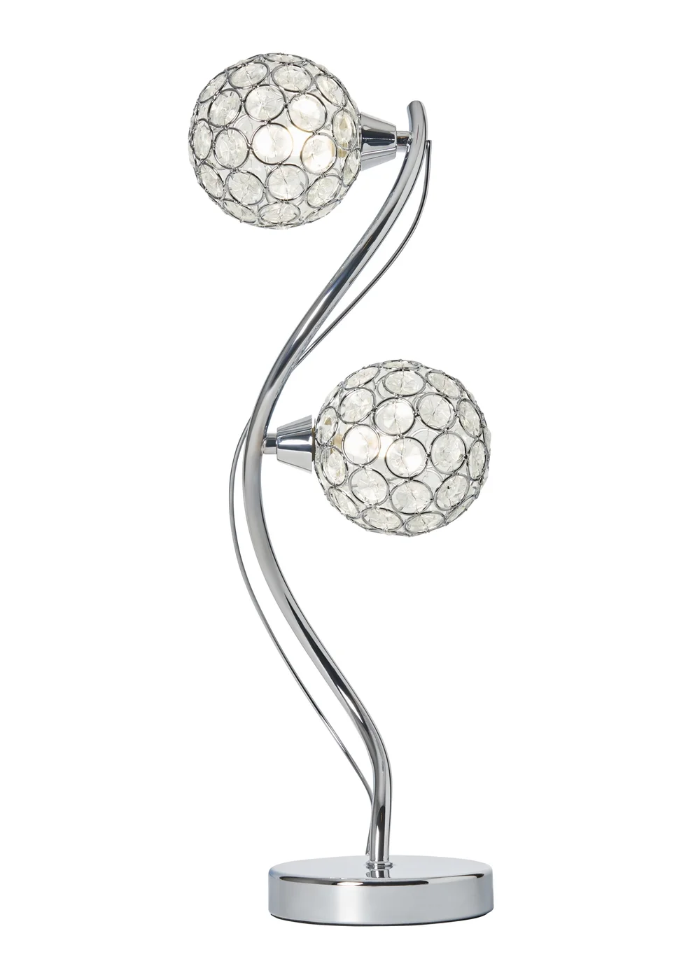 BHS Chrome Orianna 2 Light Table Lamp (51cm x 18cm) - One Size Image 3