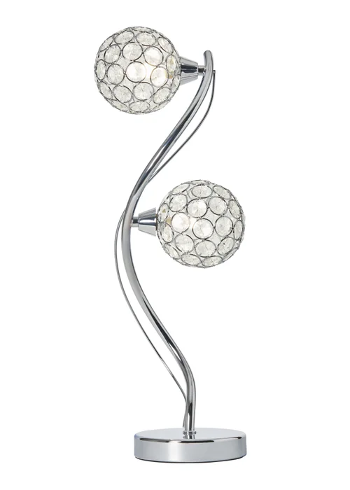 BHS Chrome Orianna 2 Light Table Lamp (51cm x 18cm) - One Size Image 3