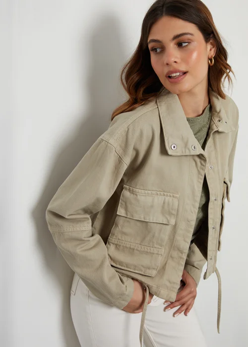 Threadbare Soft Green Cinzia Lightweight Cotton Twill Utility Jacket - 14 Image 3