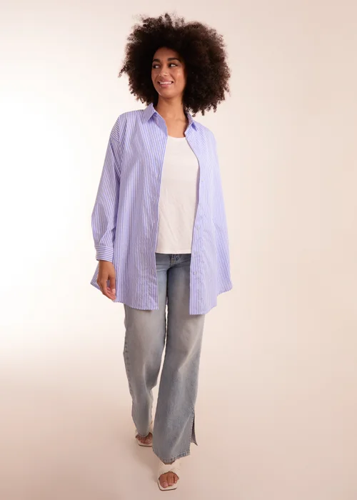 Blue Vanilla Blue Oversized Stripe Shirt - One Size Image 4