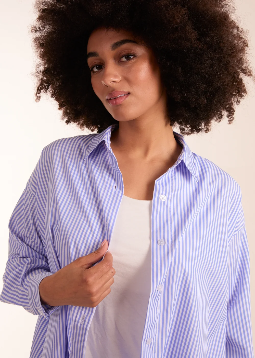 Blue Vanilla Blue Oversized Stripe Shirt - One Size Image 3
