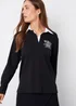 Threadbare Black Apollo Paris Embroidery Rugby Shirt - Size 10 Image 1