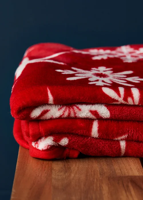 BHS Red Christmas Snow Flake Throw - One Size Image 3