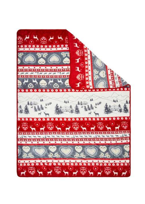 BHS Red Christmas Winter Snow Throw - One Size Image 4