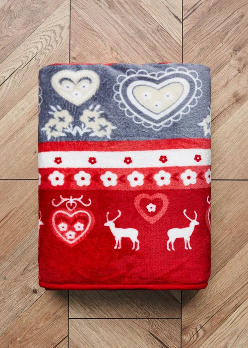 BHS Red Christmas Winter Snow Throw - One Size Image 5