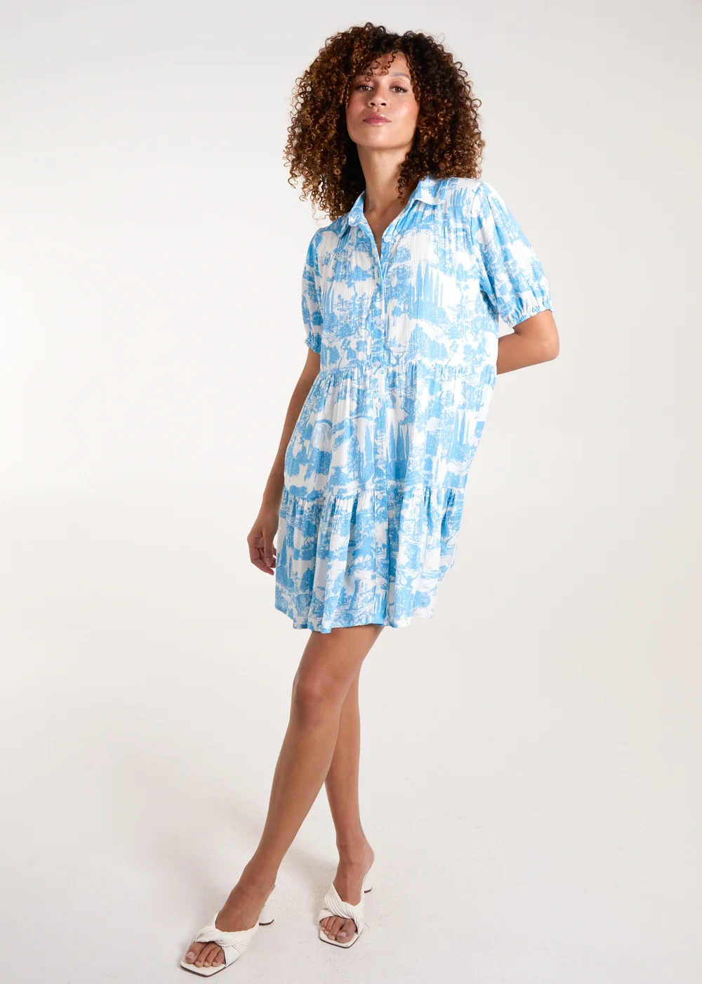 Blue Vanilla Light Blue Mini Smock Shirt Dress - S Image 4