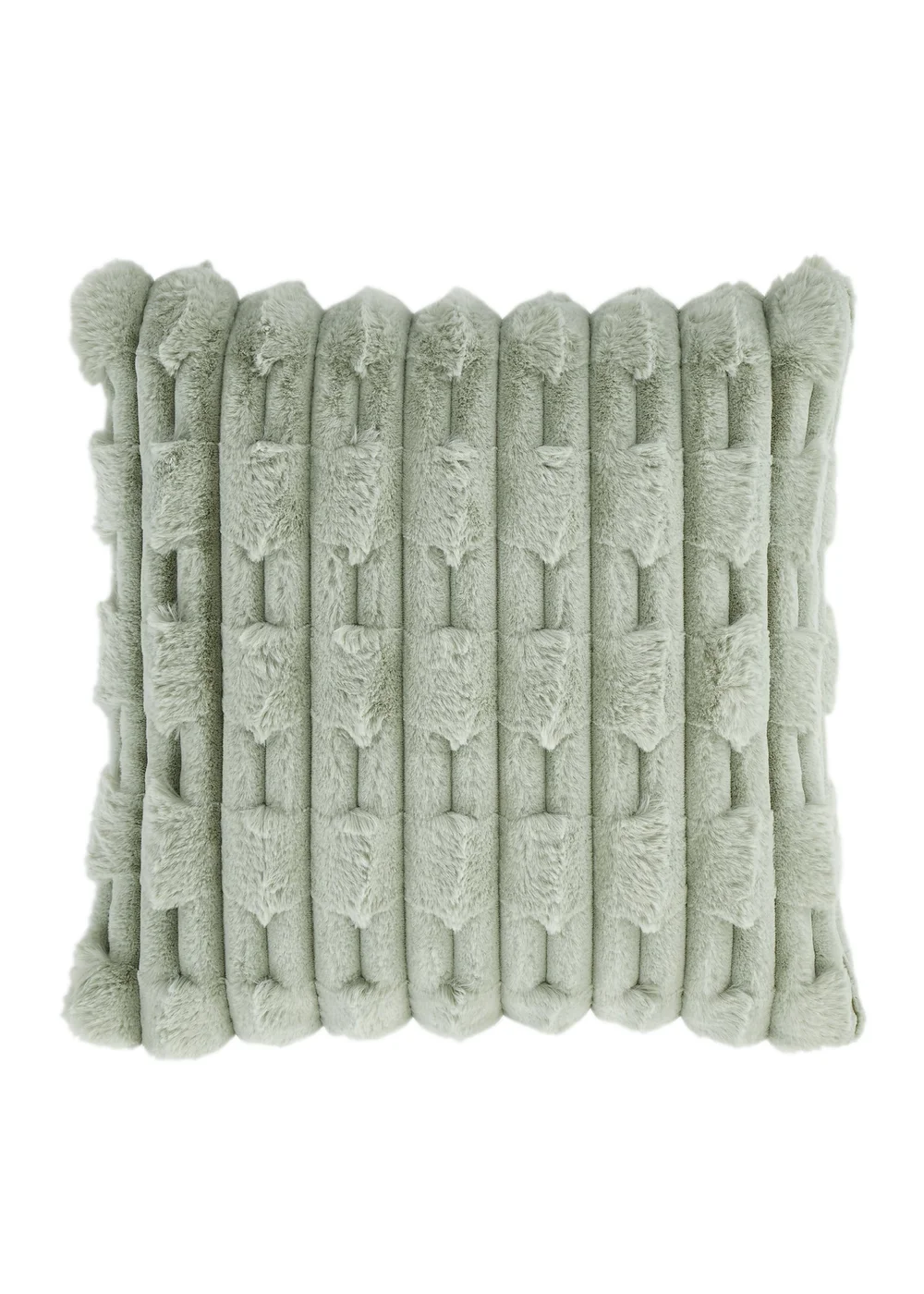 Bianca Fine Linens So Soft Carved Faux Fur 50x50cm Cushion Sage Green - One Size Image 1