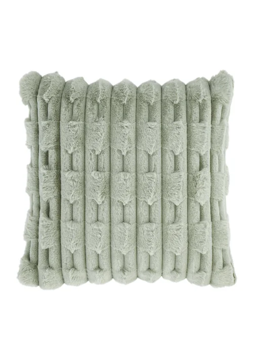 Bianca Fine Linens So Soft Carved Faux Fur 50x50cm Cushion Sage Green - One Size Image 1