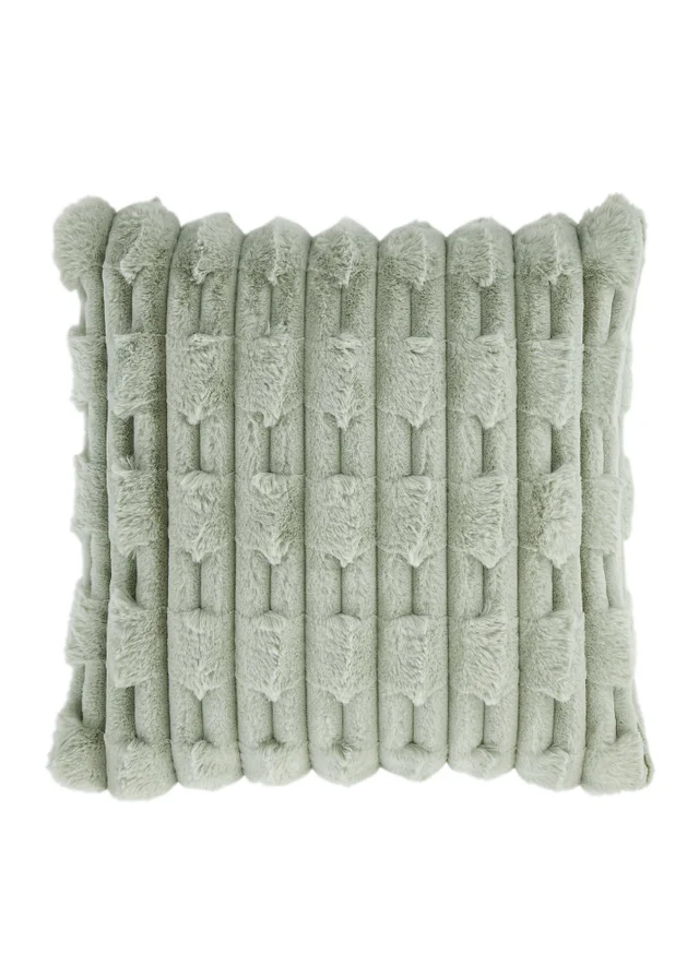 Bianca Fine Linens So Soft Carved Faux Fur 50x50cm Cushion Sage Green
