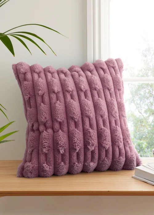 Bianca Fine Linens So Soft Carved Faux Fur 50x50cm Cushion Pink - One Size Image 2