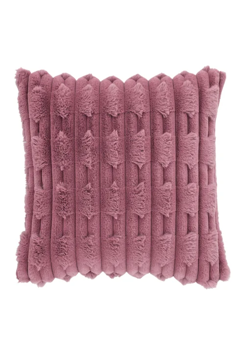 Bianca Fine Linens So Soft Carved Faux Fur 50x50cm Cushion Pink - One Size Image 1