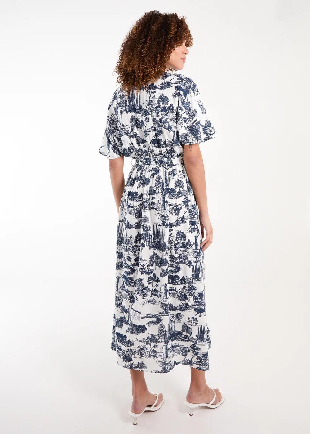 Blue Vanilla Navy Porcelain Printed Belted Shirt Dress - S Image 2