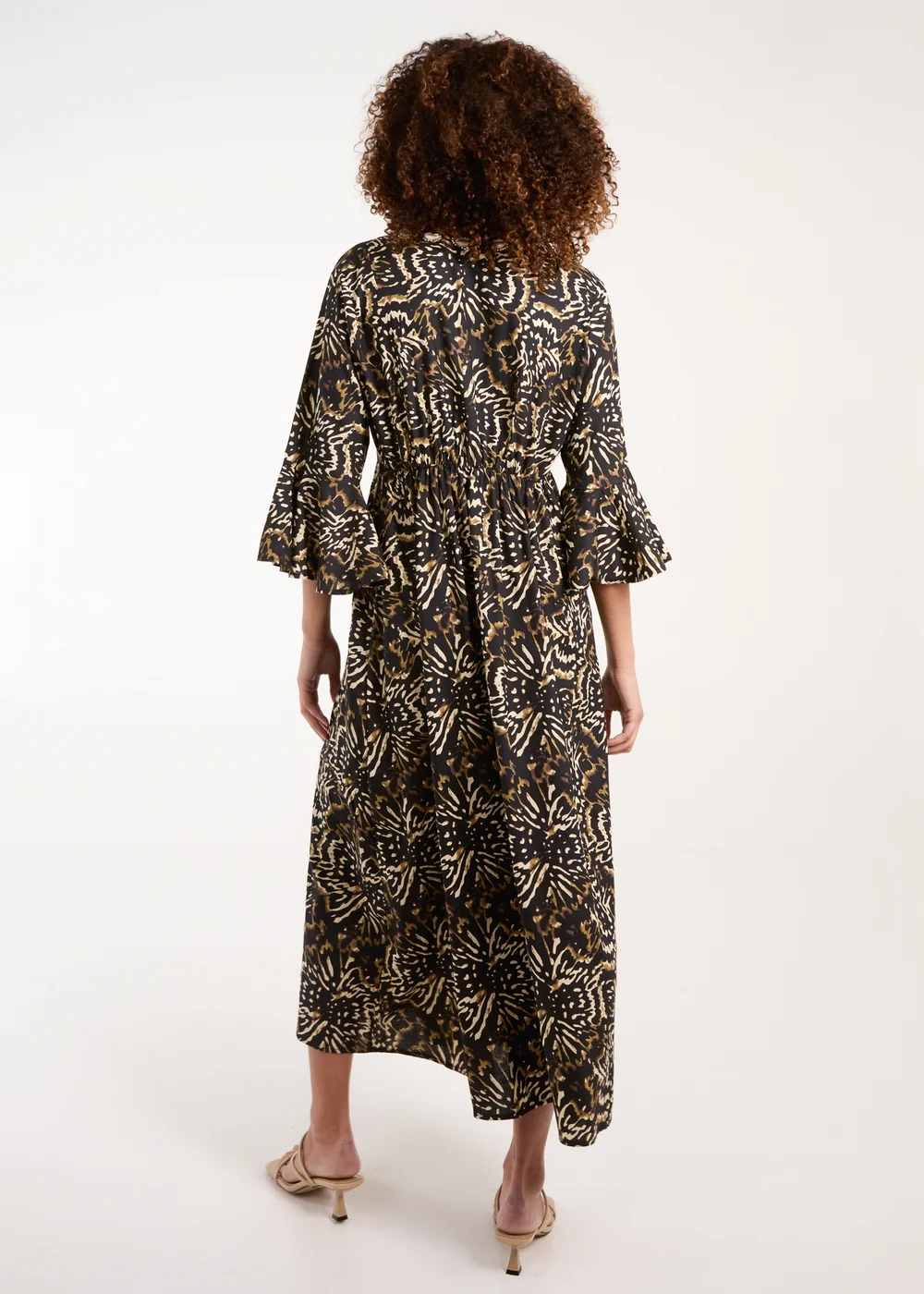 Blue Vanilla Brown V Neck Shell Midi Dress - S Image 2