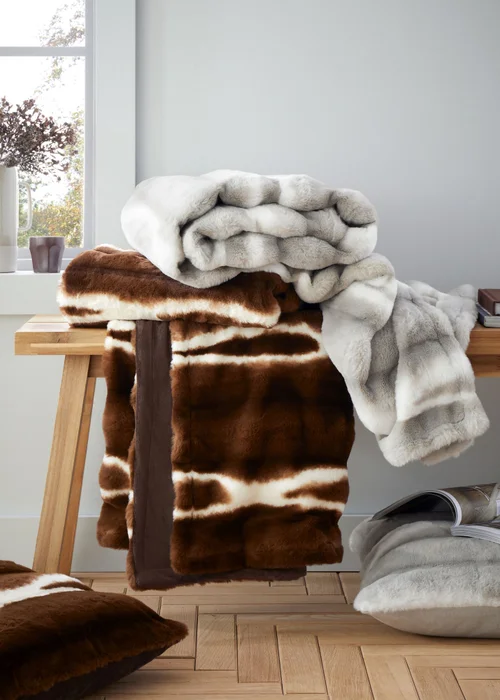 Catherine Lansfield Flint Cosy Faux Fur Blanket Throw (130x170 cm) - One Size Image 4