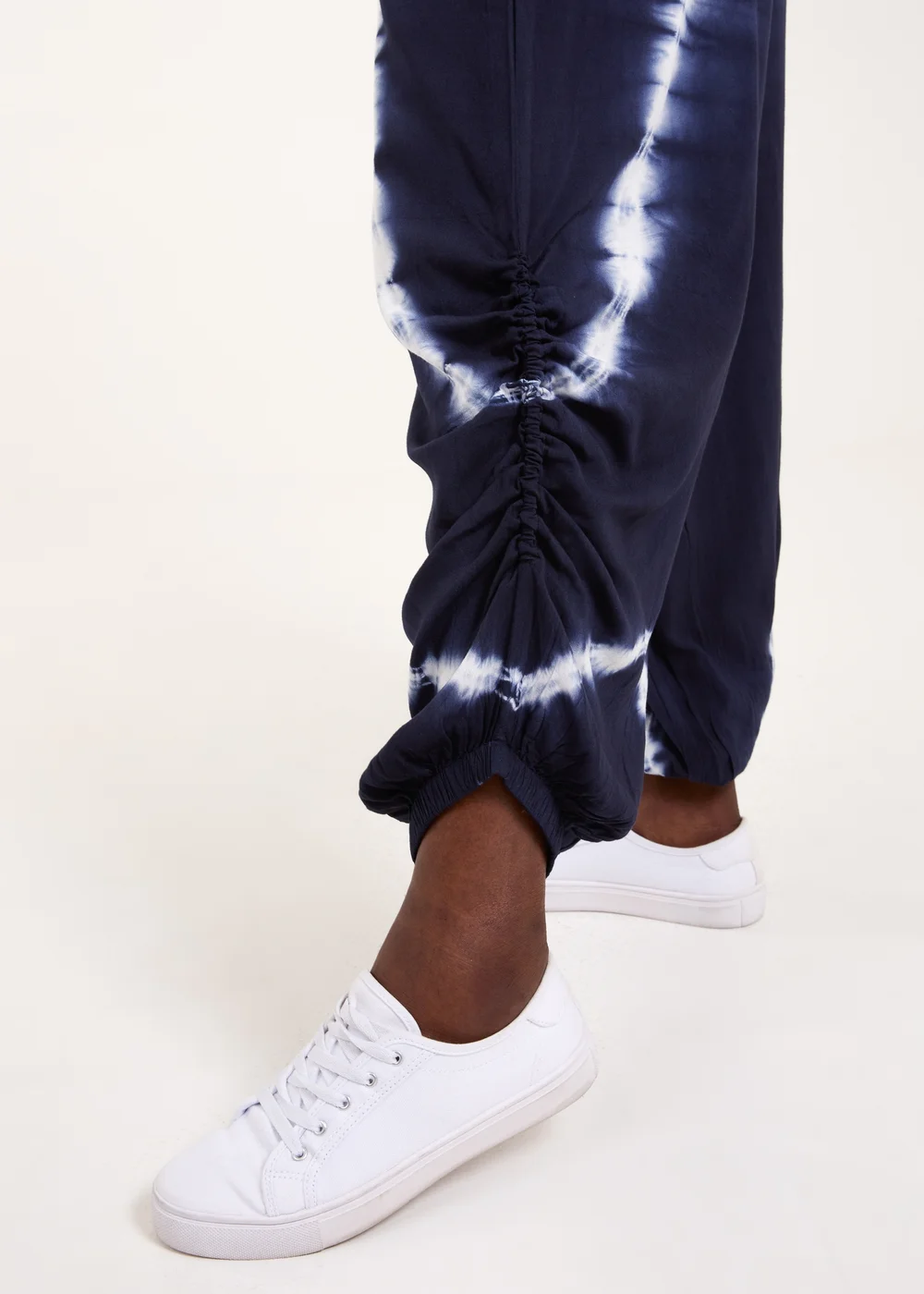 Blue Vanilla Navy Tie Dye Ruched Harem Trousers - One Size Image 4
