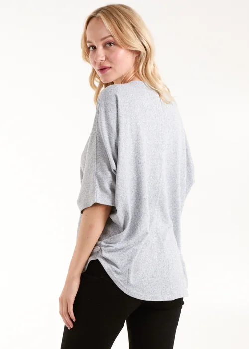 Blue Vanilla Grey Heart Zip Front Top - S/M Image 2