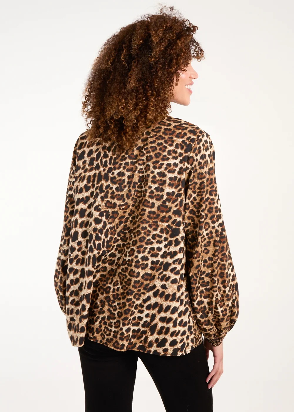 Blue Vanilla Brown Shirred Front Tie Neck Blouse - M Image 2
