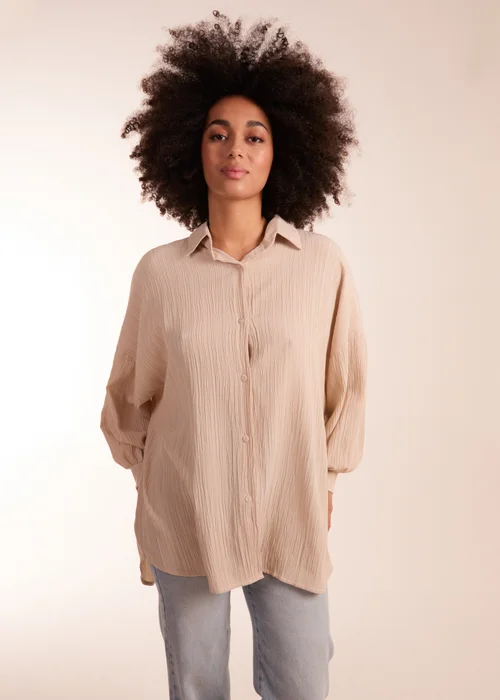 Blue Vanilla Stone Crinkle Oversized Shirt - One Size Image 1