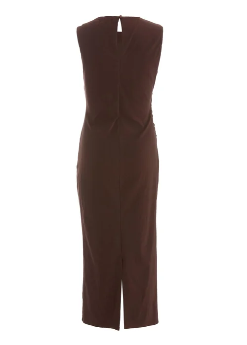 Quiz Brown Ruched Midi Dress - 6 Image 5